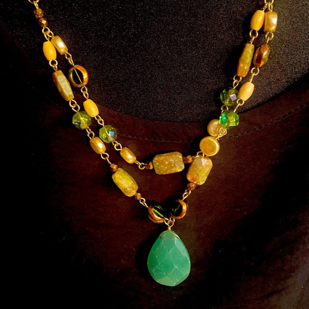 Green and Brown Beaded Necklace